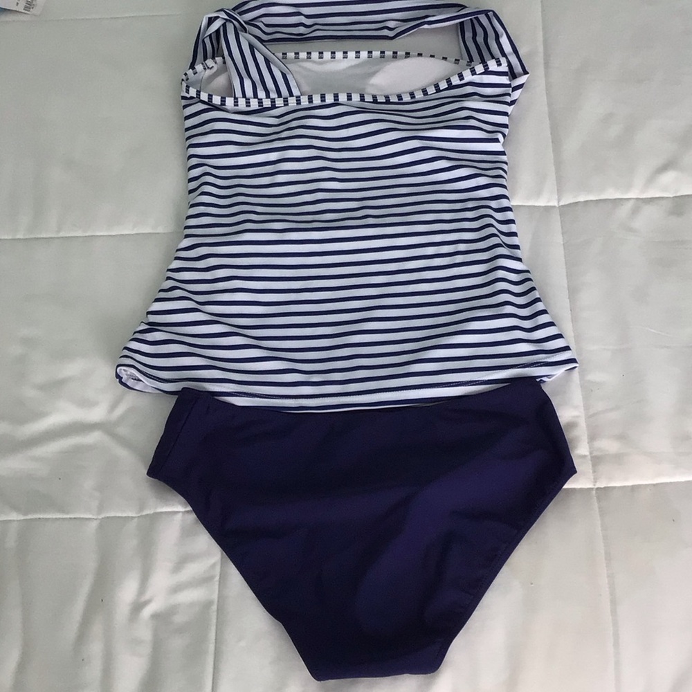 Striped Navy & White Tankini Set - Picture 2 of 5